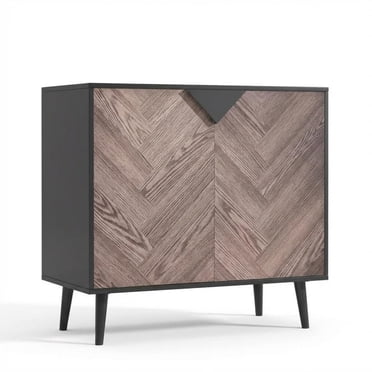 Garvee Storage Cabinet 31.5 x 15.8 x 29.3", Geometric Patterns Sideboard, Grey & Black