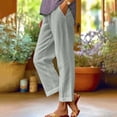 thumbnail image 1 of LSLJS Women's Spring and Solid Color Elastic Waist Cotton Linen Versatile Straight Tube Casual Wide Leg Pants Womens Work Pants, 1 of 6