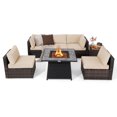 thumbnail image 2 of Ensemble de Mobilier de Patio 7 Pcs avec Table de Foyer au Gaz Propane de 35 Pouces et Housse Imperméable Brun, 2 of 10
