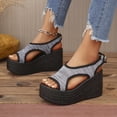 thumbnail image 4 of Platform Sandals Women Wedge Mesh Hollow out Adjustable Slingbackback Strap Peep Toe Wedge Sandals Black, 4 of 8