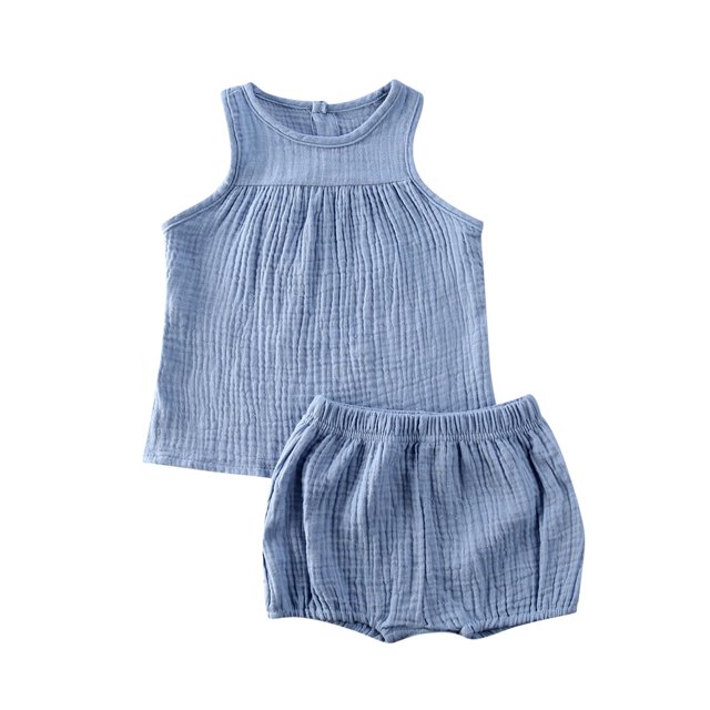 Gupgi Baby Girls Boys Coton Lin Débardeurs Sans Manches + Mini Ensemble Short
