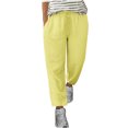 thumbnail image 1 of VEKDONE Womens Linen Long Pants Yellow M, 1 of 5