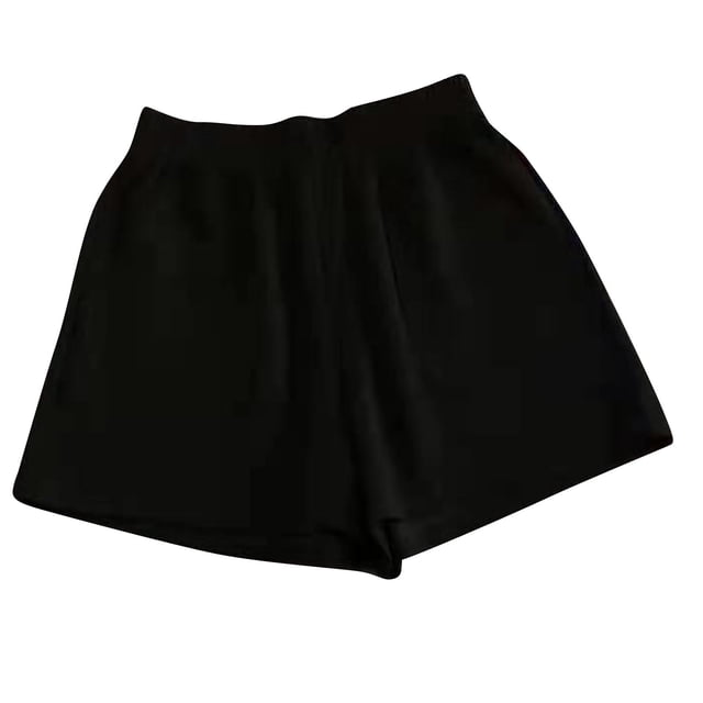 Womens Solid Color High Waisted Loose Slimming Wide Leg Pants Solid Color Casual Shorts