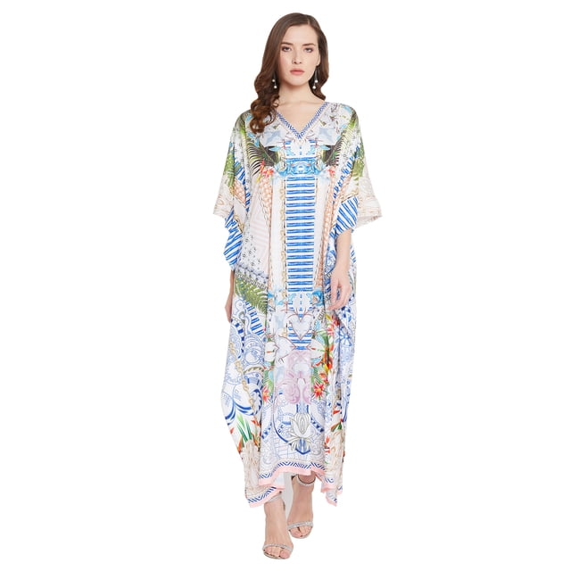 Robe Kaftan Longue Décontractée Ample à Manches Kimono pour Femmes Grande Taille, Tenue de Villégiature, Robe de Soirée, Fête, Été, Plage, Couvre-Maillot