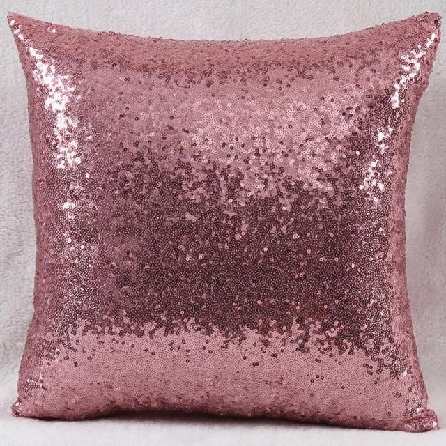 XZNGL Home Decor Sofa Cushion Covers Solid Color Glitter Sequins Throw Pillow Case Cafe Home Decor Cushion Covers