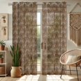 thumbnail image 2 of Vargottam Brown Geometric Design Extra Long Sheer Curtains for Double Height Windows & Doors - Set of 2 Panels, 108", Grommet Top, Light Filtering Printed Georgette Drapes, 2 of 9