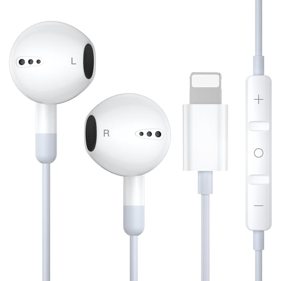Lightning Headphones Earphones with Volume Buttons & Microphone Compatible with iPhone 7 8 Plus X 11 12 13 14 Pro Max