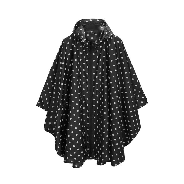 MIASHUI Poncho de Pluie Imperméable avec Capuche et Fermeture Éclair pour Adultes, Noir, Taille Unique
