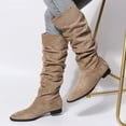 thumbnail image 1 of DPTALR Chaussures pour Femmes Bottes Rétro Western Décontractées Chaudes Talons Bas Bottes Mi-Mollet, 1 of 9