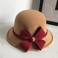 thumbnail image 2 of Chapeau Melon Petit pour Femme, Automne et Hiver, Nœud, Bout Rond, Décontracté, Style Bassin de Pêcheur, 2 of 3
