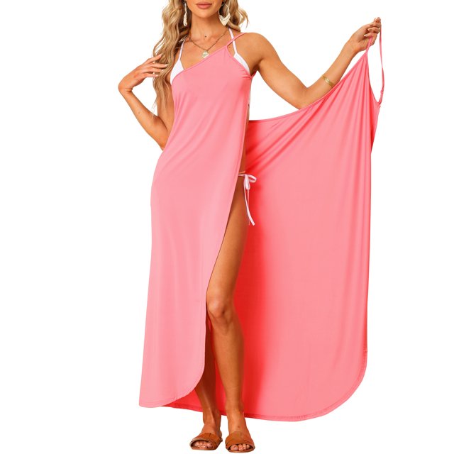 INSPIRE CHIC Robe Maxi Ajustable Sans Dos avec Bretelles pour Femmes G Rose