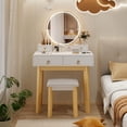 thumbnail image 2 of Gymax Coiffeuse avec Miroir à DEL Éclairé Table de Maquillage avec Tabouret Doux Rembourré, 2 of 9