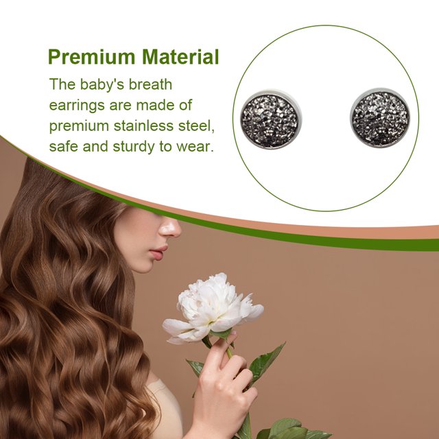 Clous d'Oreilles Druzy 12 mm Boucles d'Oreilles Étoiles Goutte d'Oreille en Acier Inoxydable Style Bohème Forme Ronde Bijoux Percés Robustes Bijoux Stylés pour Femmes Filles Type33 33