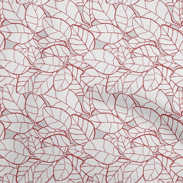 oneOone Velours Rouge Tissu Feuille Abstraite Matière de Robe Tissu Imprimé Tissu au Mètre 58 Pouces de Large