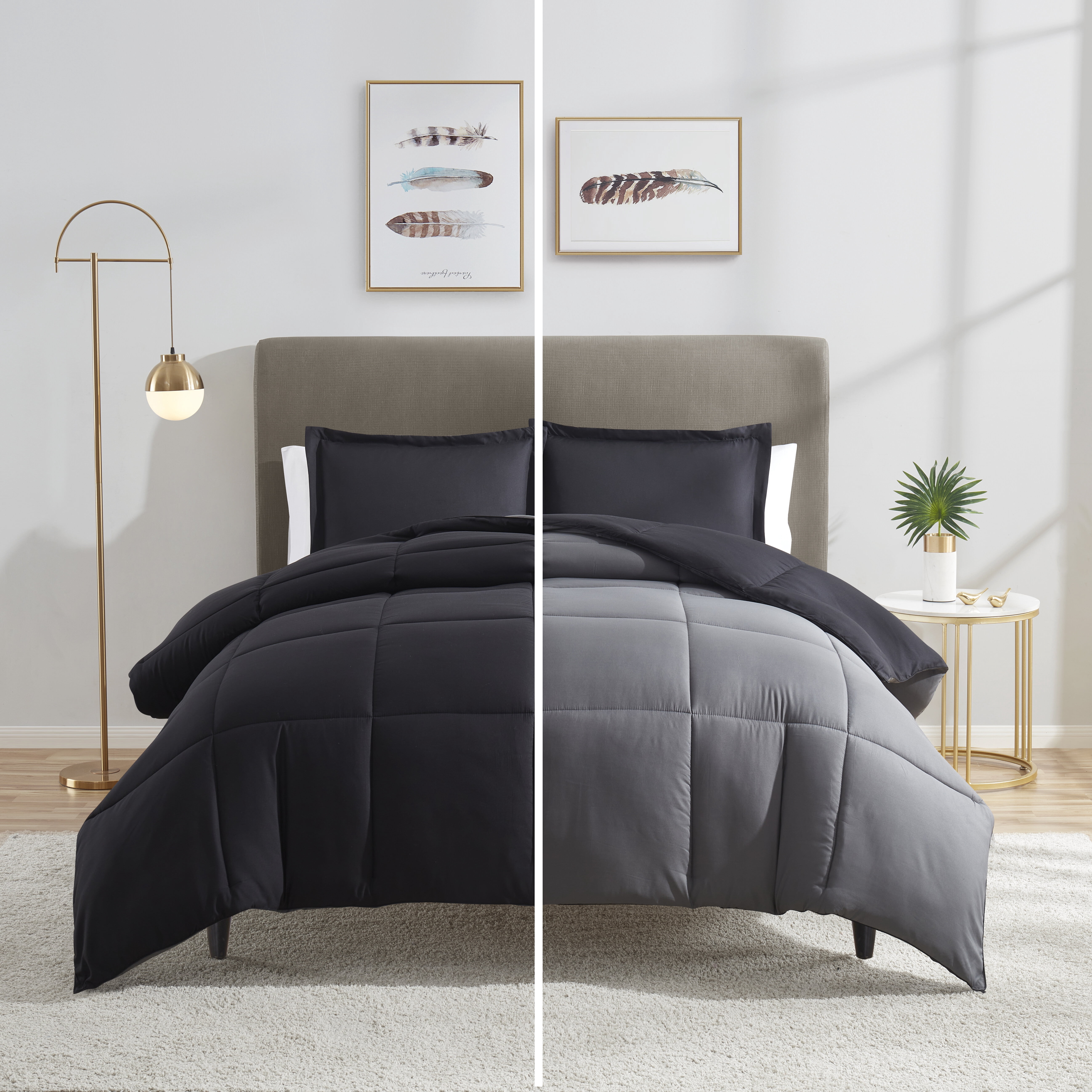 Nestl Ensemble de Couette Réversible, Ensemble de Couette Très Grand/Cal Très Grand, Noir/gris