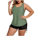 thumbnail image 1 of ShomPort Womens Swim Set 3 Piece Tankini Top and Swim Bra with Side Drawstring Boy Shorts Swimsuits, 1 of 6