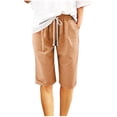 thumbnail image 1 of AherBiu Plus Size Shorts for Women Drawstring High Waisted Straight Leg Summer Casual Lounge Shorts with Pockets, 1 of 4