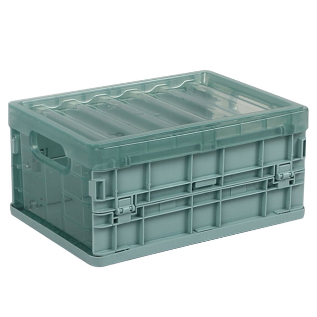 RRJ Folding Storage Container, Plastic Foldable Organizer Box Basket Crate, Stackable Collapsible Storage Bin for Home Office Closet Pantry Organization
