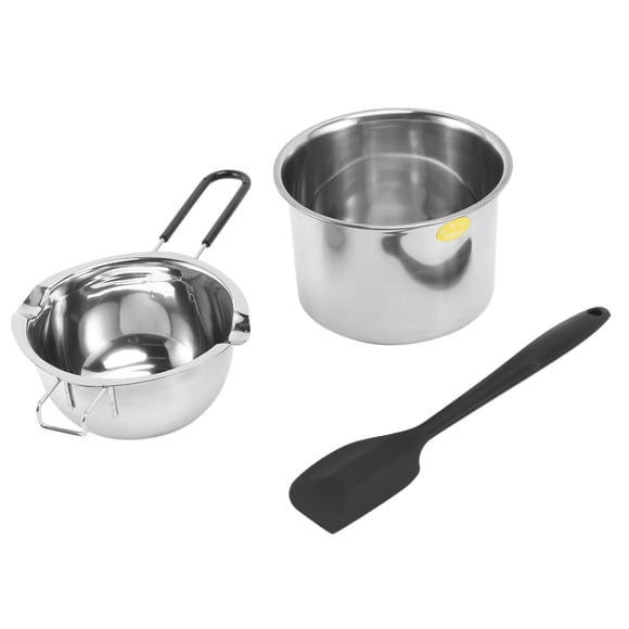 Ensemble de Deux Casseroles en Acier Inoxydable, Casserole à Fondre avec Spatule en Silicone pour Faire Fondre le Chocolat, le Savon, la Cire, la Fabrication de Bougies