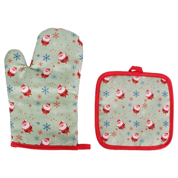 Pieces Christmas Oven Mitts and Pot Holders Sets, Pads Heat Resistant Cooking Gloves Handling Kitchen Cookware Bakeware BBQ