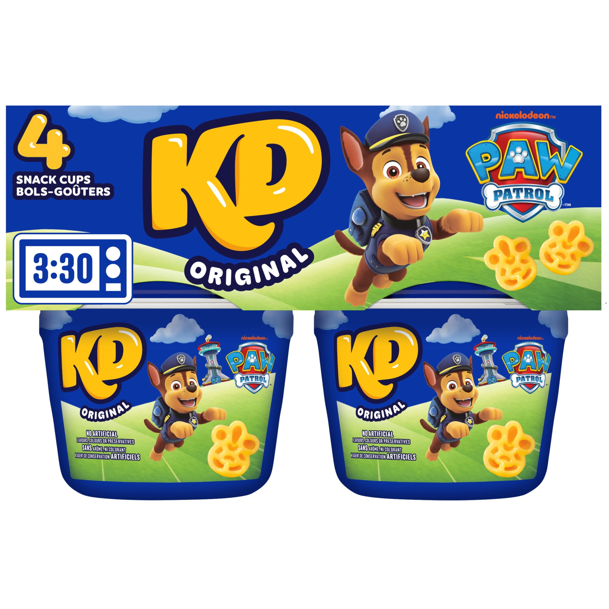 KD Kraft Dinner Original Macaroni & Cheese with Paw Patrol Pasta Shapes, 4 ct Pack, 55 g Cups