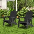 thumbnail image 2 of Patiojoy Chaise Adirondack 4 Pcs Hanches Chaise Adirondack avec Porte-Gobelet Grain de Bois Réaliste Chaise d'Extérieur Résistante aux Intempéries pour Capacité de Poids de 380 Lb Noir, 2 of 10