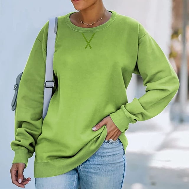 zanvin T-shirt Ample pour Femme Blouse à Manches Longues Col Rond Hauts Décontractés Chandail