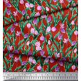 thumbnail image 2 of Soimoi Rayon Crepe Fabric Leaves & Tulip Floral Print Fabric by The Yard 46 Inch Wide, 2 of 3