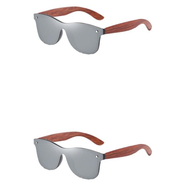 Decodeary Protection Wooden Fashion Colorful Lens Options Lightweight Frame silver 2Set