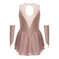 thumbnail image 4 of Raenseen Robe de Danse de Patinage Artistique Sans Manches pour Filles Enfants avec Strass, Justaucorps de Ballet et de Gymnastique avec Gants Rose Poudré 14, 4 of 7