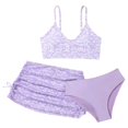 thumbnail image 1 of MIASHUI 3 Piece Girls Bathing Suits Leaf Flower Printed Bikini Set with Skirt Cover Up,Purple,10-11 Years, 1 of 6