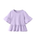 thumbnail image 1 of Plebaso Hauts de Robe pour Filles en Coton à Manches Courtes Évasées, Chemises à Volants pour Tout-Petits, Col Rond Décontracté, Blouse Mignonne pour Enfants, 1 of 6