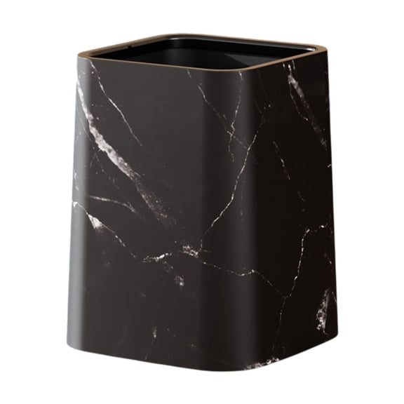 Tnarru Marble Square Trash Can Rubbish Bin Reusable Modern without Lid Garbage Basket Garbage Container for Living Room Kitchen Dorm Black M