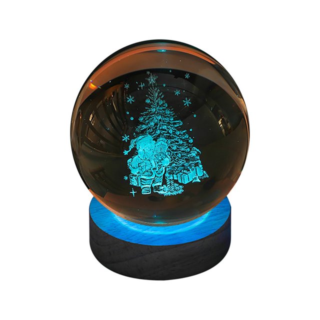 MesaSe 3d Glowing Crystal Ball Night Light Ornament Creative Coloful Night Scene Lamp With Base For Home Decor Gift