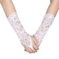 thumbnail image 1 of Wedding Gloves  Bride Gloves  Bridal Gloves  Wedding Bride Gloves Retro Syle Ivory Lace Flower Bride Bridal Rhinestone Sexy Fingerless Gloves Wedding White, 1 of 7