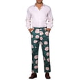 thumbnail image 2 of INSPIRE CHIC Pantalon Habillé à Fleurs pour Homme, devant Plat, Fête, Bal, Imprimé Floral, 38 Vert Rose, 2 of 5