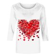 thumbnail image 4 of Penkiiy Chemises à Manches 3/4 pour Femmes, T-Shirts Graphiques Imprimés Mignons, Blouses Décontractées Grande Taille, Hauts Basiques, Pull-Over, Multicolore, 4 of 5