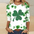 thumbnail image 2 of Besolor Hauts pour Femmes de la Saint-Patrick Tendance Manches 3/4 T-Shirts Imprimés Shamrock Col Rond Mignon Tunique de la Saint-Patrick T-Shirt Hauts, 2 of 3