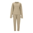 thumbnail image 3 of Besolor Womens Sweatsuits 2 Piece Outfits Crewneck Split Pullover Sweatshirt and Drawstring Sweatpants Tracksuit Lounge Sets, 3 of 4