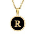 thumbnail image 1 of Colliers, Collier Lettre Coquille Mignonne pour Filles, Pendentifs Pièce pour Filles en Acier Inoxydable Colliers Initiale pour Femmes Bijoux Rond, 1 of 8