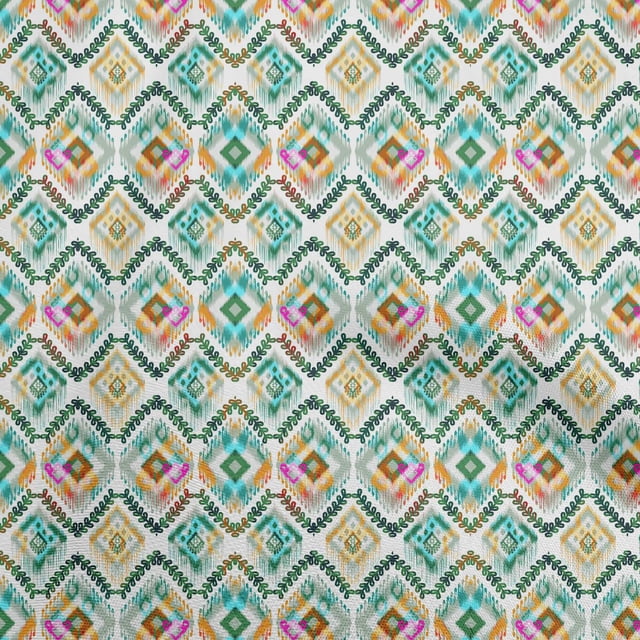 oneOone Georgette Viscose Dark Green Fabric Ikat Sewing Craft Projects Fabric Prints By Yard 42 Inch Wide