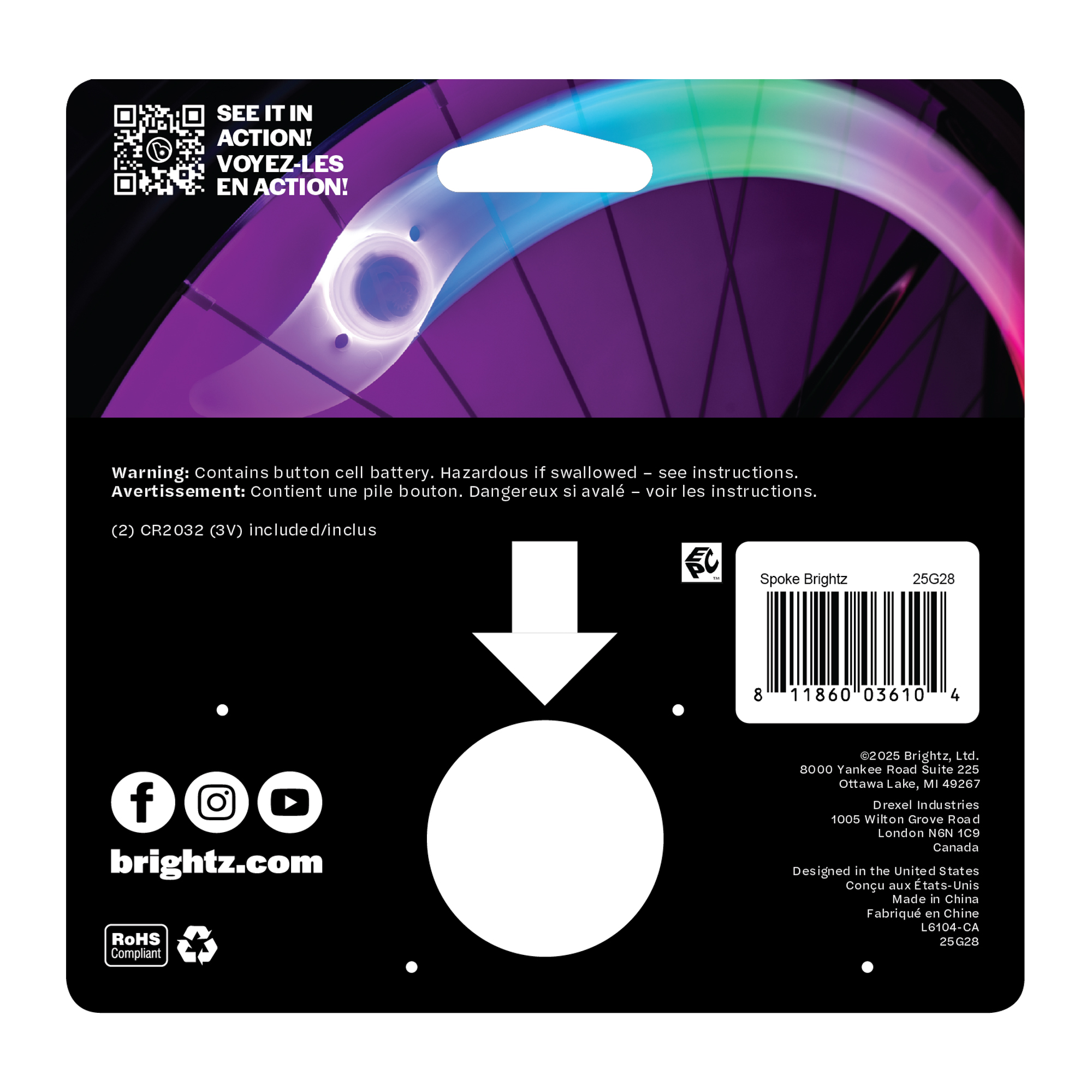 Lumière de rayons pour vélo Brightz – Sélection de couleurs