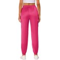 thumbnail image 3 of INSPIRE CHIC Women's Satin Cargo Joggers High Waisted Elastic Waist Casual Pants S Rose Red, 3 of 6