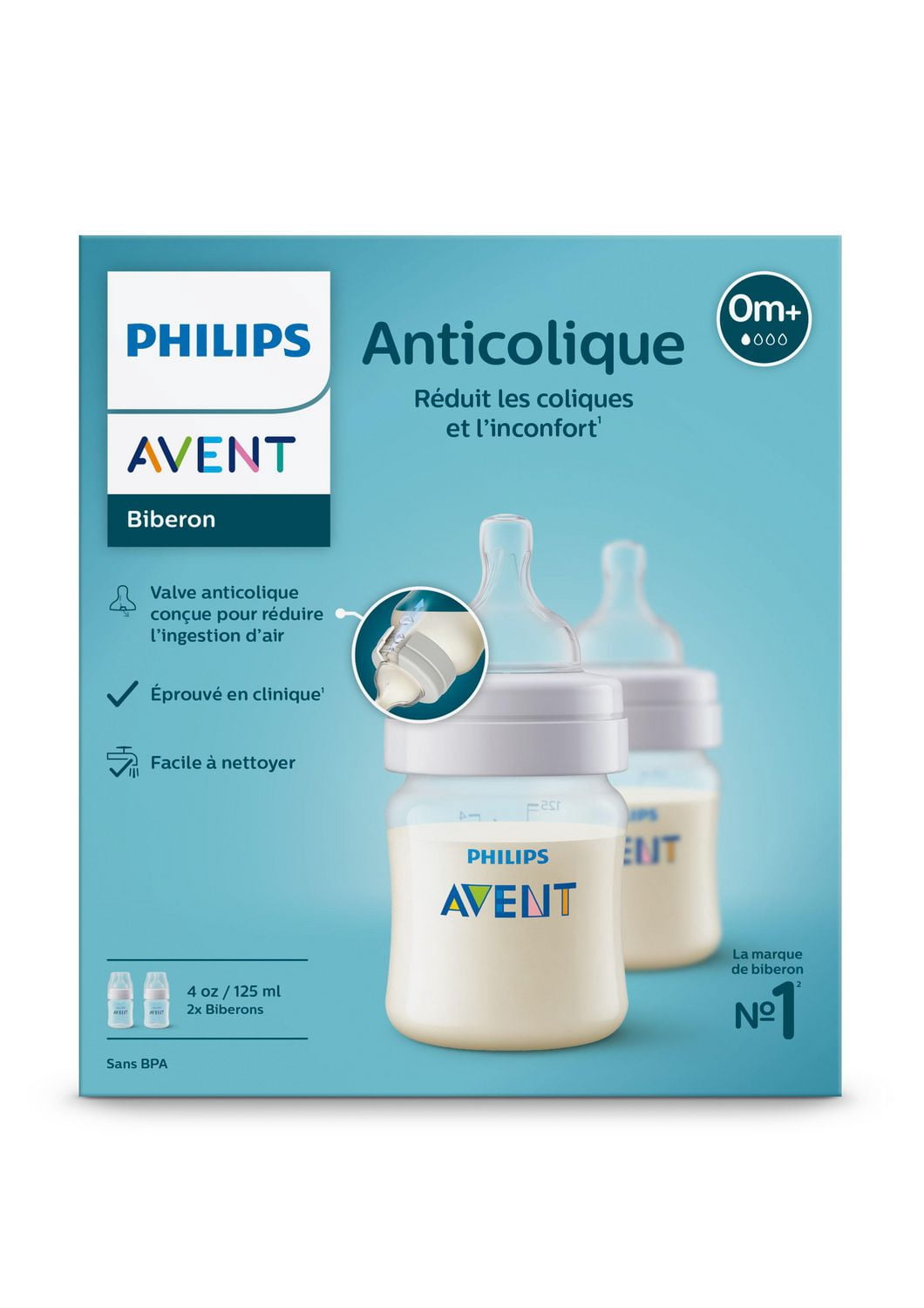 Philips Avent Biberon Anti-Coliques, 2 Biberons de 4 Oz, SCY100/02