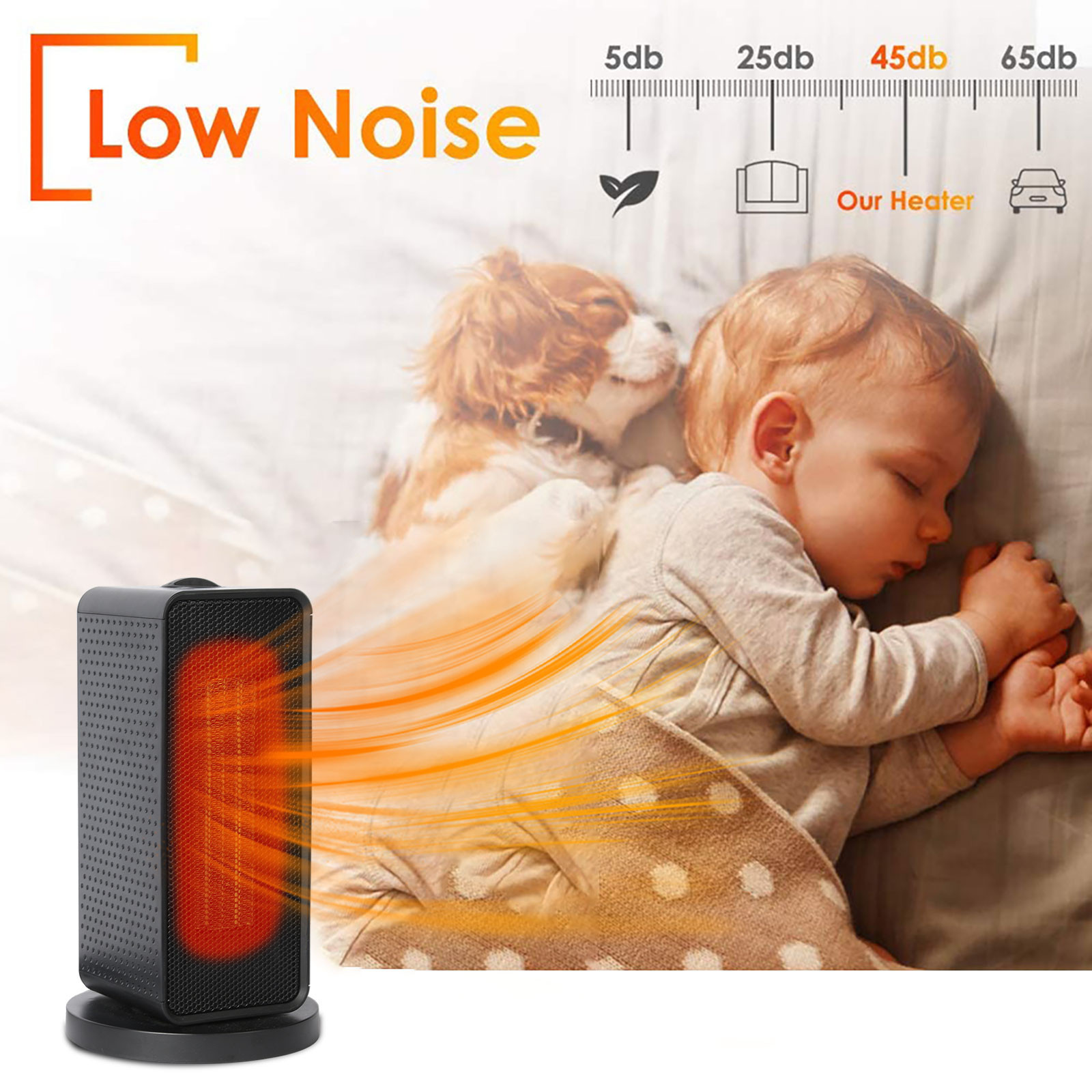 Suncoda Fan Heater, Electric Ceramic Fan Heater Oscillating Desktop Hot Or Cold Space Heater