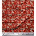 thumbnail image 1 of Soimoi Polyester Crepe Fabric Leaves & Tiger Jungle Print Fabric by Yard 52 Inch Wide, 1 of 3