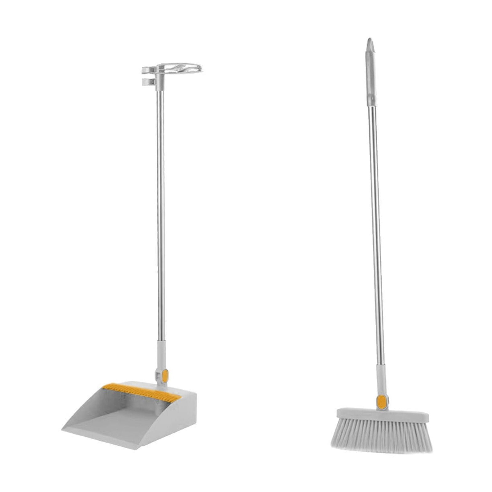 Broom and Dustpan Set Broom and Dustpan Set, Double-Layer Scraper, Foldable Dustpan, Non Stick Dustpan, Sweeping Broom, 180 Degree Rotatable Broom, Vertically Stored Pet Hair Broom
