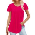 thumbnail image 2 of FAIWAD Tunique d'Été pour Femme à Manches Courtes, Col Rond, T-Shirt Décontracté Plissé, Ample et Fluide, 2 of 5