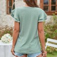 thumbnail image 4 of Birdeem Mode Femmes Été Col en V Uni Manches Courtes Aguichant Haut Blouse, 4 of 7