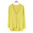 thumbnail image 1 of Breezora Ladies V Neck Modal Asymmetrical Long Sleeve Open Front Cardigan Sweater Yellow, 1 of 8